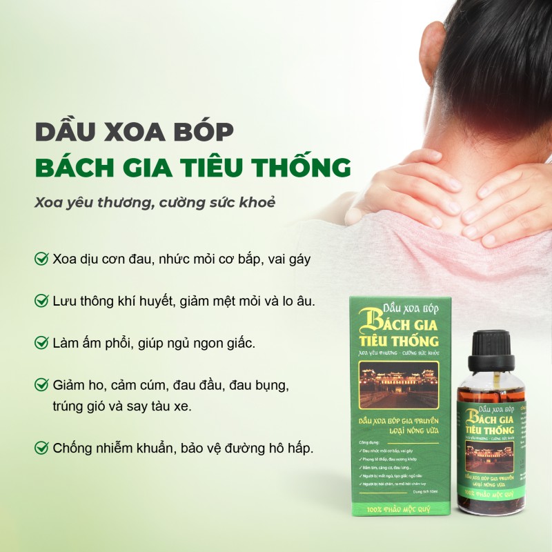 Dầu xoa bóp thảo dược Bách gia tiêu thống Đỏ (Tên cũ: Bách linh tiêu thống)