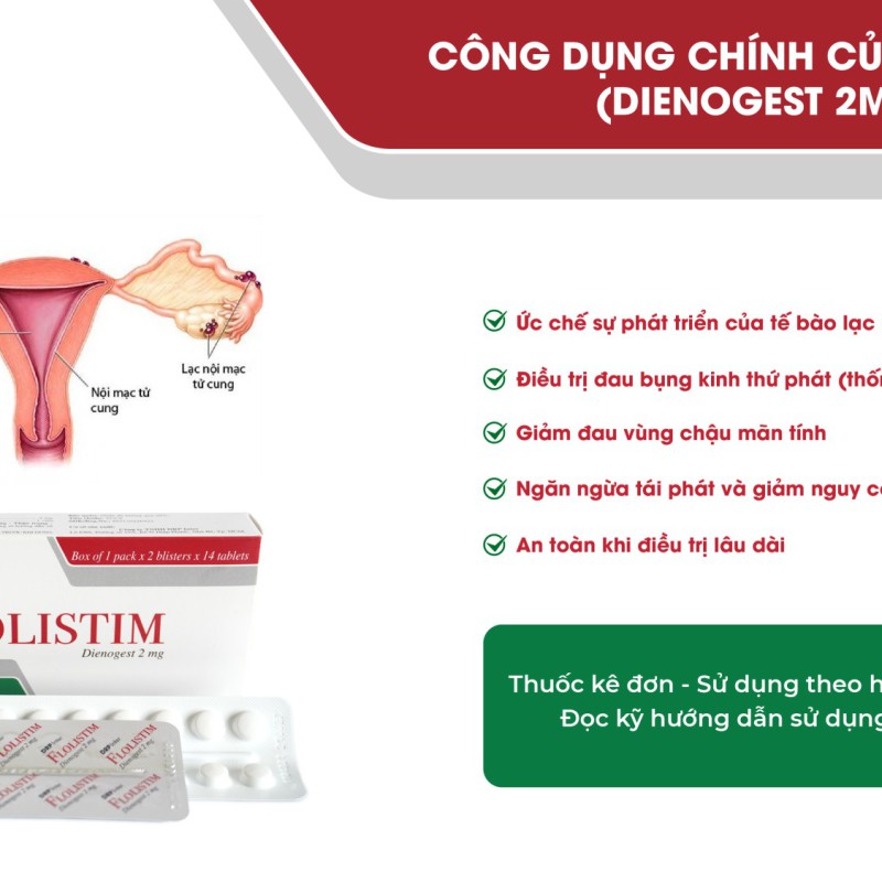 Thuốc Flolistim (Dienogest 2mg) điều trị lạc nội mạc tử cung