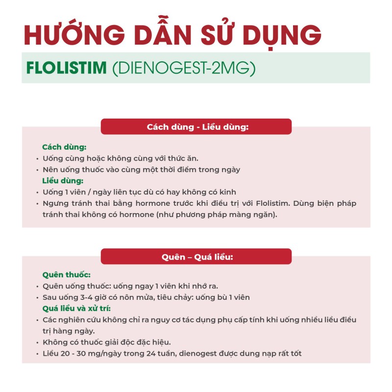 Thuốc Flolistim (Dienogest 2mg) điều trị lạc nội mạc tử cung