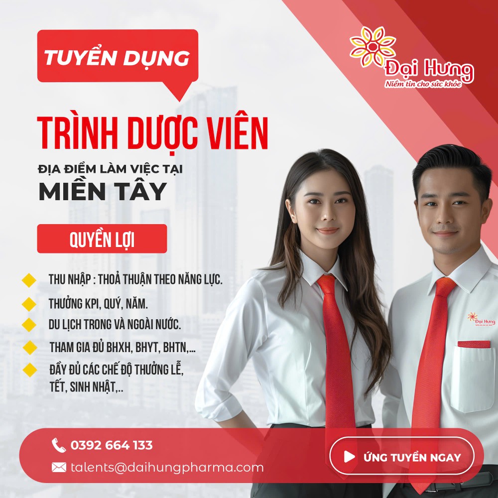 Tuyển dụng Trình dược viên OTC khu vực Miền Tây