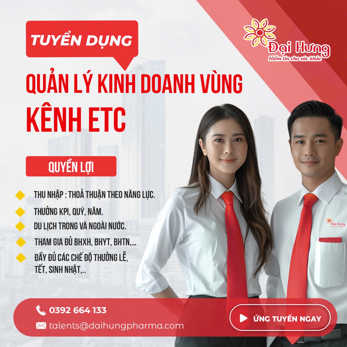 Tuyển dụng Quản lý kinh doanh vùng - Kênh ETC