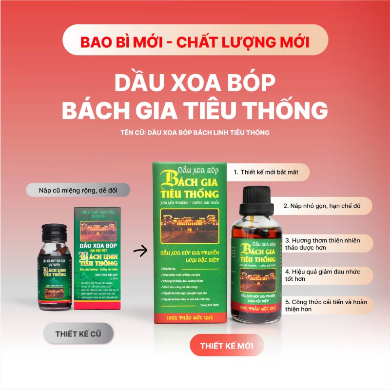 Dầu xoa bóp thảo dược Bách gia tiêu thống Xanh (Tên cũ: Bách linh tiêu thống)