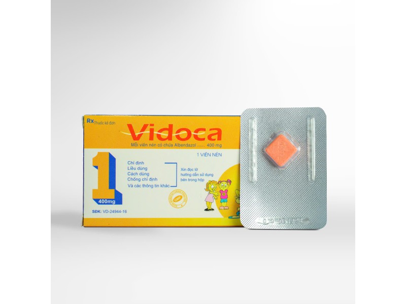 Thuốc điều trị giun sán Vidoca 400mg (Vàng)